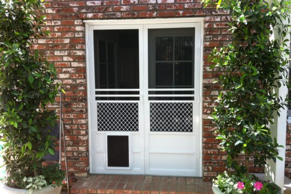 Safeguard French Screen Door with Pet Door — Riverside, CA