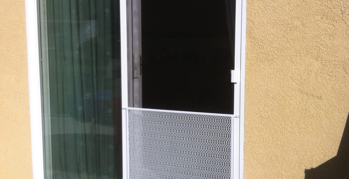 White Sliding Screen Door Installed, Sliding Screen Door Grill
