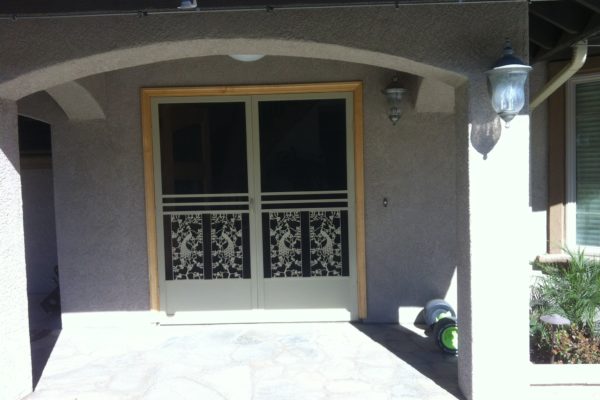 Tan "el dorado" French swinging screen doors installed in Corona 11/6/13