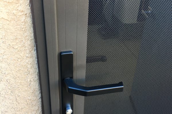 32"x6'8" bronze Guarda security screen door installed on side garage door in Summerly tract, Lake Elsinore - 3